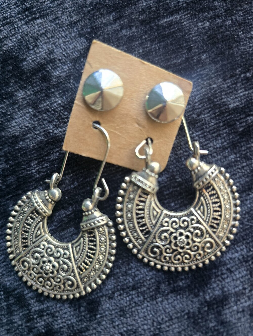 New Intricate Silver-Tone Boho Hoop & Stud Earrings - Women Jewelry
